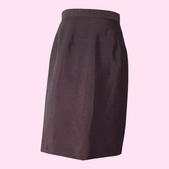 Vintage Dresses & Skirts - Harve Bernard Brown Satin Pencil Skirt Size 6